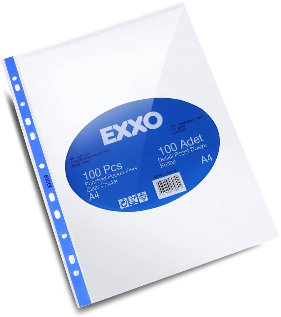 File protectie A4 groase CRISTAL 80micr 100/set Exxo