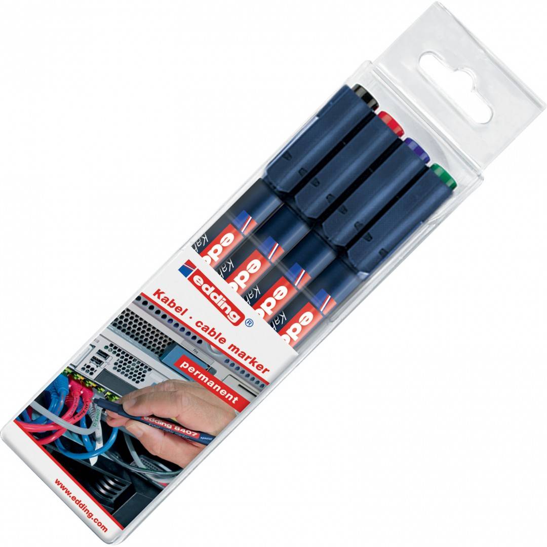 Marker permanent pentru cabluri 4/set, Edding 8407